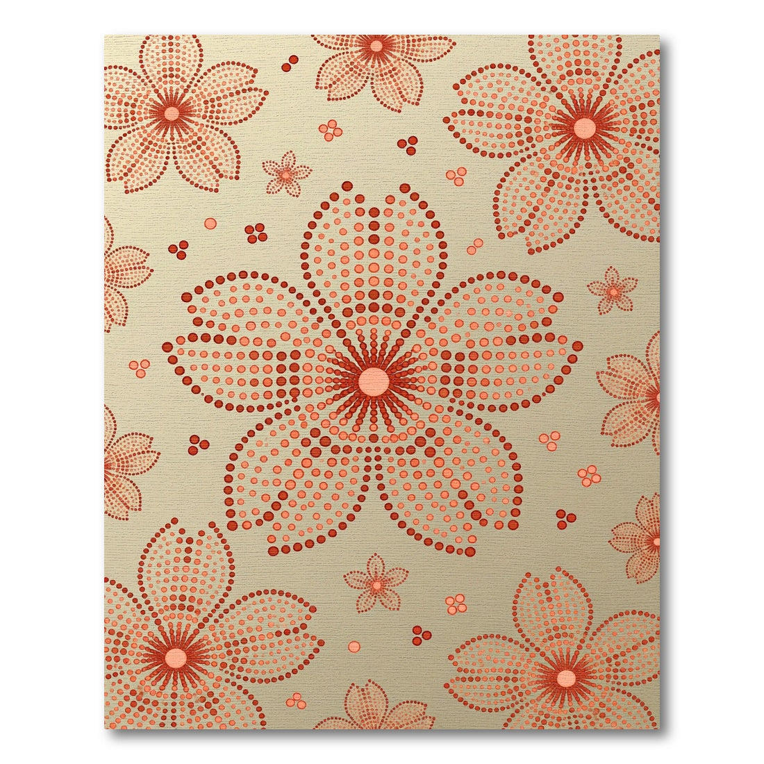 Coral Dotted Sakura Floral Medallion Rug