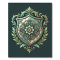 Antique Teal Floral Crest Rug