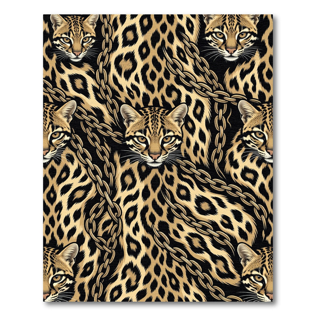 Gold Ocelot Chain Print Rug