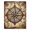 Vintage Compass Rose Antique Map Rug