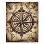 Vintage Compass Rose Antique Map Rug