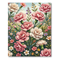 Lush Pink Carnation Floral Meadow Rug