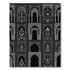 Ornate Black White Arches Foliage Rug
