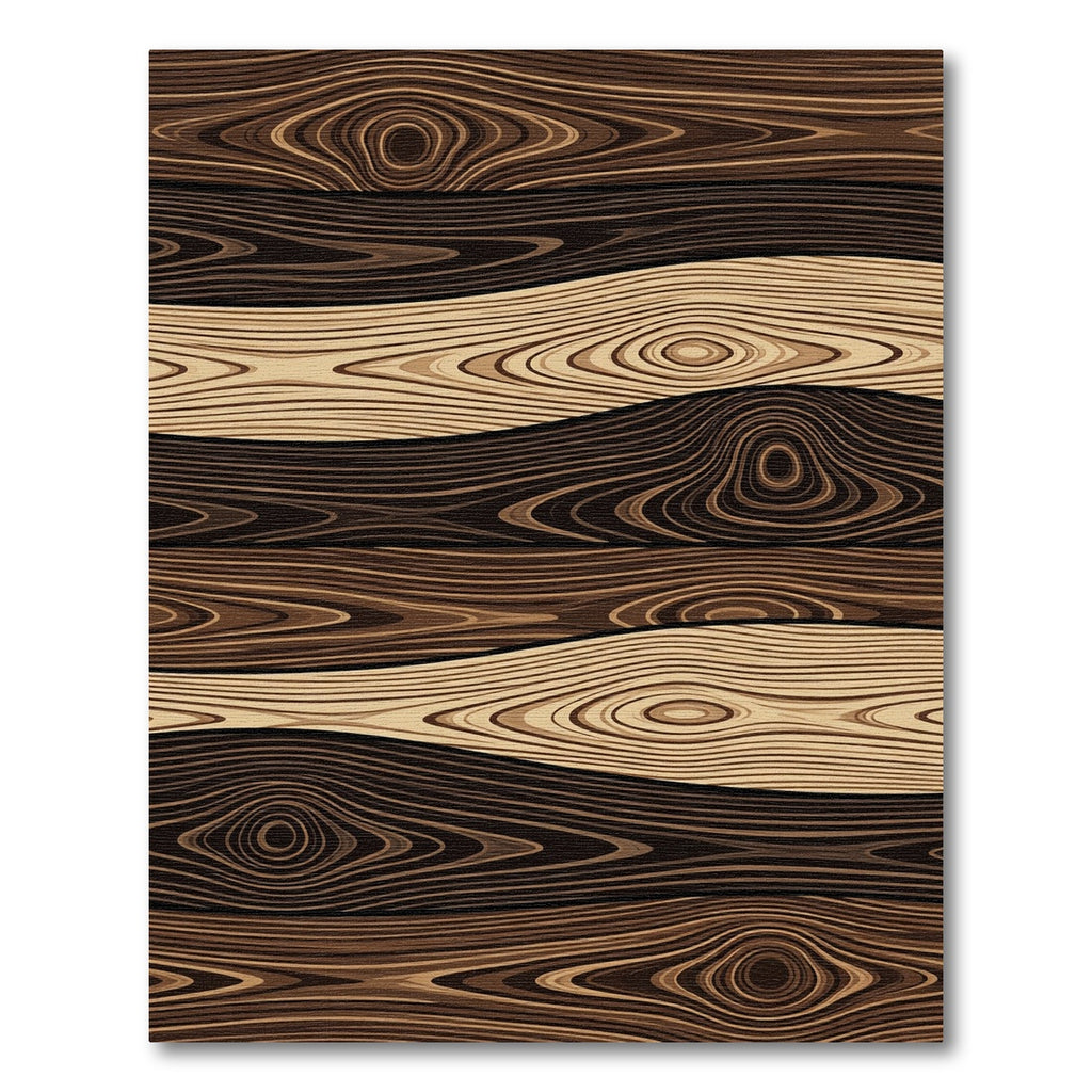 Modern Dark Wood Grain Swirl Rug