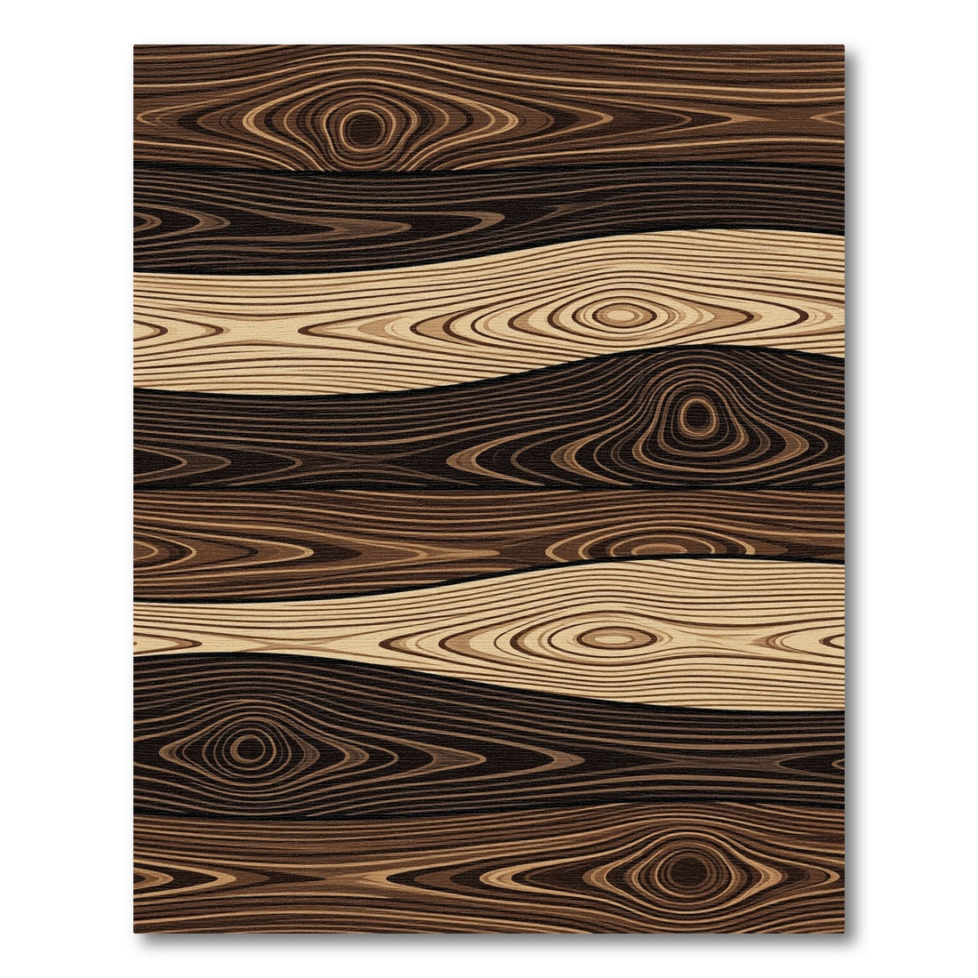 Modern Dark Wood Grain Swirl Rug