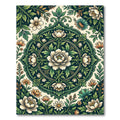 Deep Teal Floral Medallion Garden Rug