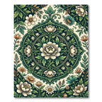 Deep Teal Floral Medallion Garden Rug