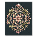 Elegant Blush Floral Scroll Medallion Rug