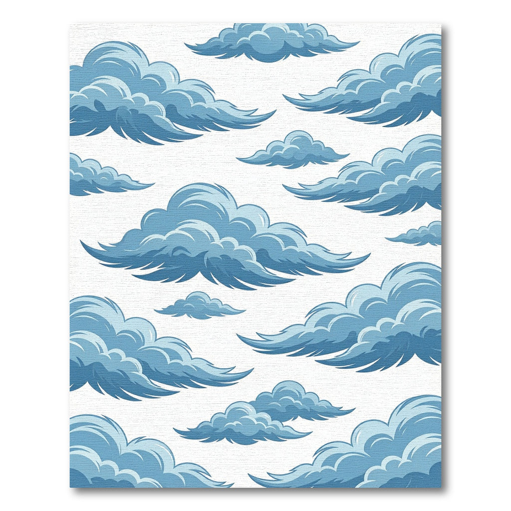 Whimsical Sky Blue Cumulus Cloud Rug