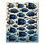 Deep Blue Tropical Fish Schooling Rug