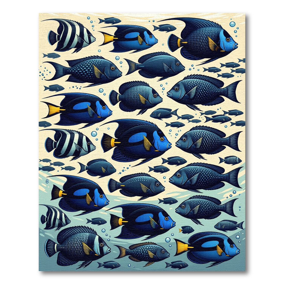 Deep Blue Tropical Fish Schooling Rug