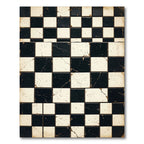 Black and White Splatter Checkerboard Rug
