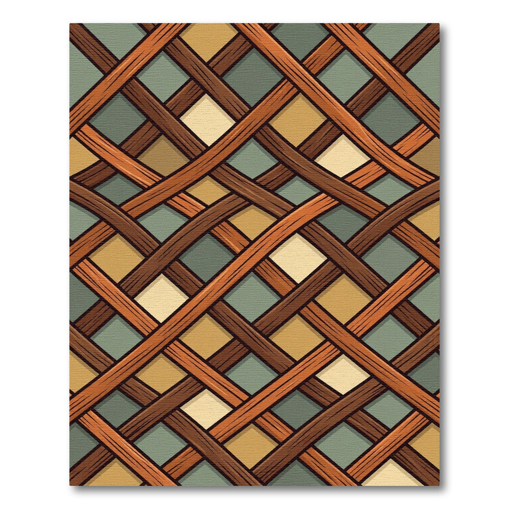 Woven Brown Ochre Sage Lattice Grid Rug