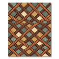 Woven Brown Ochre Sage Lattice Grid Rug