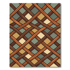 Woven Brown Ochre Sage Lattice Grid Rug