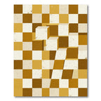 Modern Ochre Geometric 3D Block Rug
