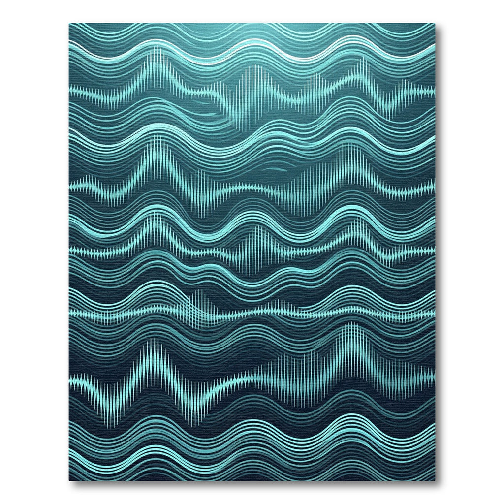 Modern Cyan Flowing Sonic Wave Rug