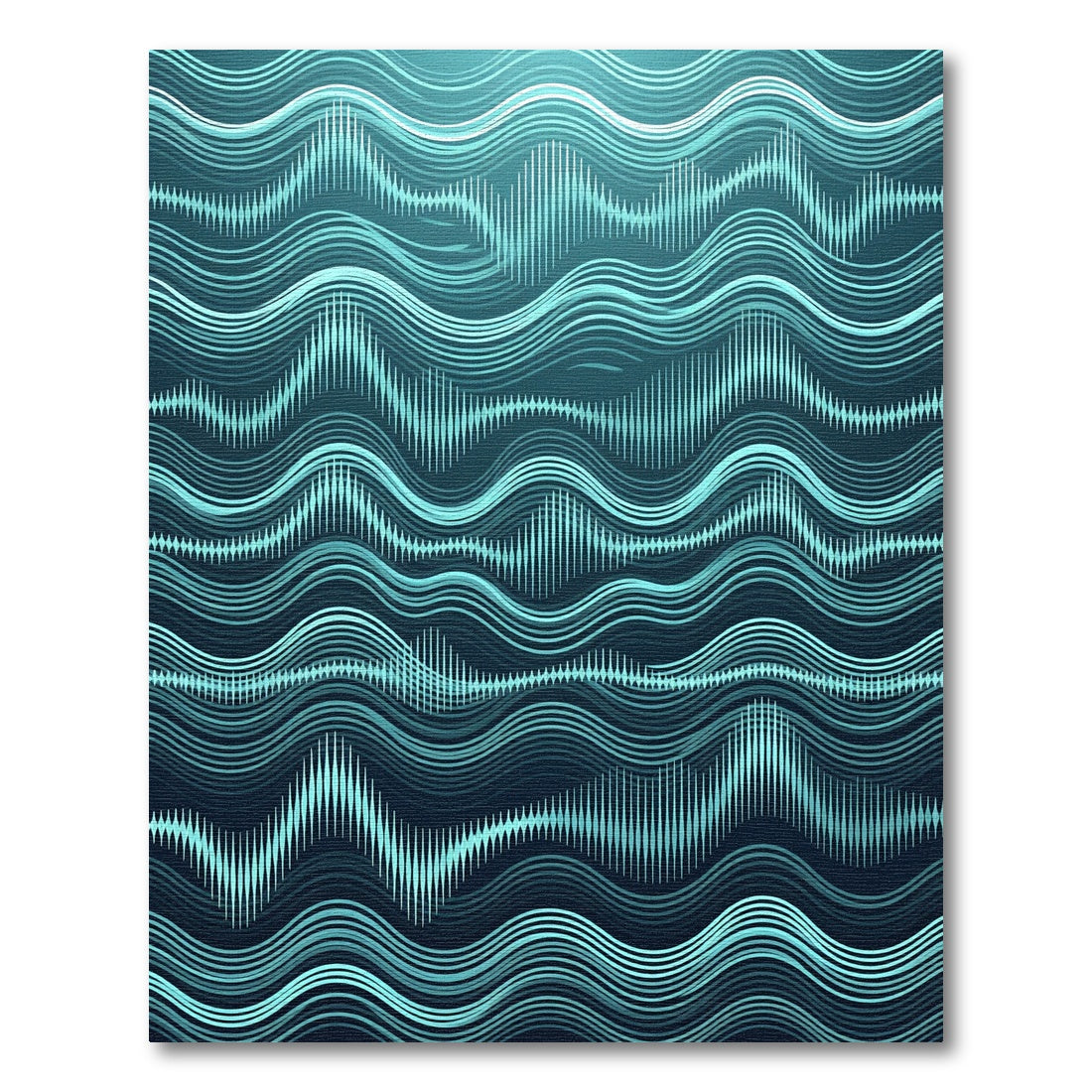 Modern Cyan Flowing Sonic Wave Rug