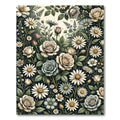 Botanical Cream Rose and Daisy Meadow Rug