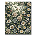 Botanical Cream Rose and Daisy Meadow Rug