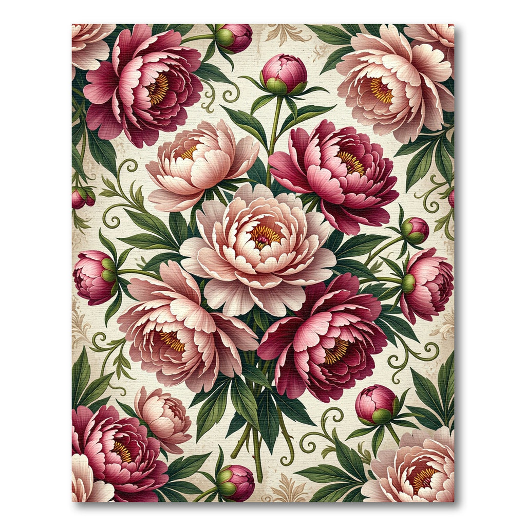 Floral Peony Bouquet in Blush Crimson Rug