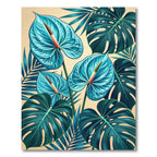Lush Blue Tropical Anthurium Leaf Art Rug