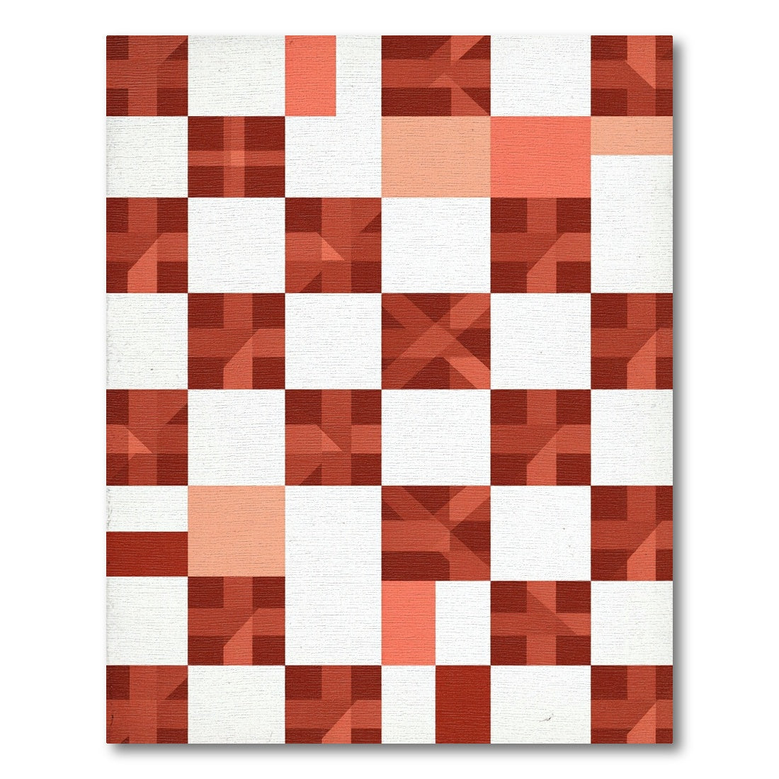 Geometric Terracotta Checkerboard Abstract Grid Rug