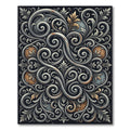 Elegent Metallic Silver Ornate Scrollwork Rug