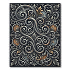 Elegent Metallic Silver Ornate Scrollwork Rug