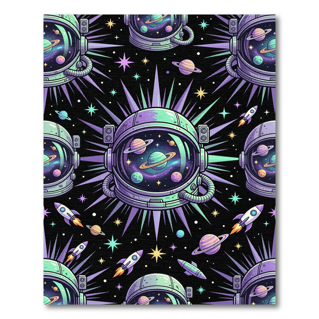 Cosmic Neon Astronaut Galaxy Planet Space Rug