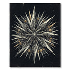 Gothic Silver Compass Star Medallion Rug