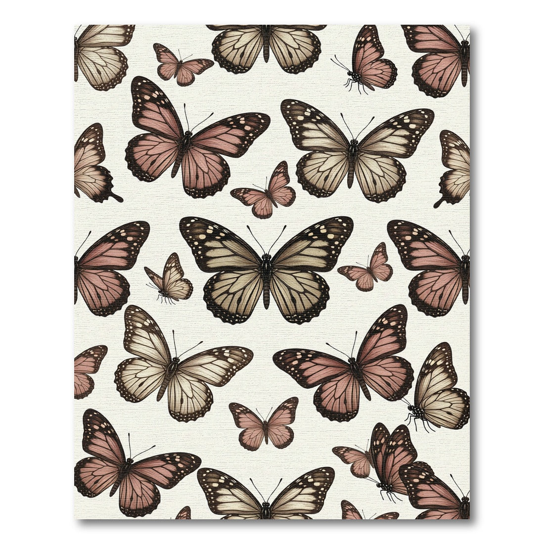 Soft Pink and Beige Butterfly Garden Rug