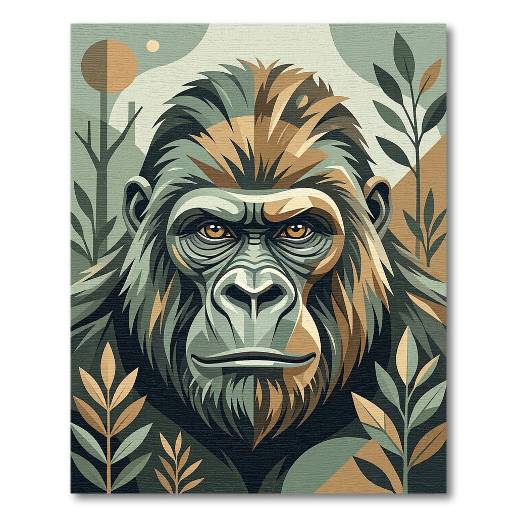 Majestic Jungle Gorilla Earth Tone Portrait Rug
