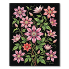Elegant Pink Clematis Floral Botanical Rug