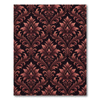 Dark Rose Ornate Damask Scroll Rug