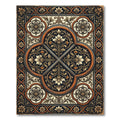 Ornate Black Gold Floral Quadrant Rug