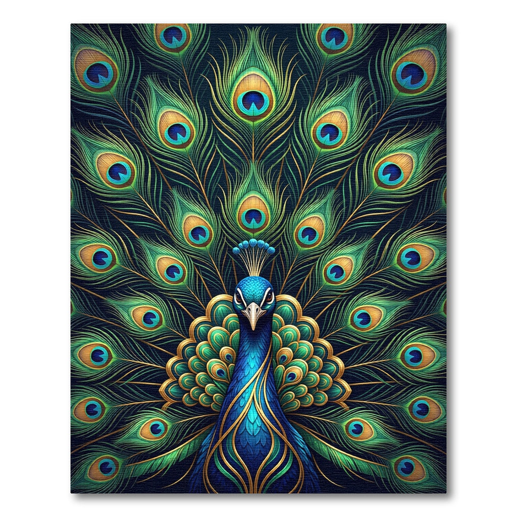Vibrant Royal Blue Opulent Peacock Plume Rug