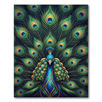 Vibrant Royal Blue Opulent Peacock Plume Rug