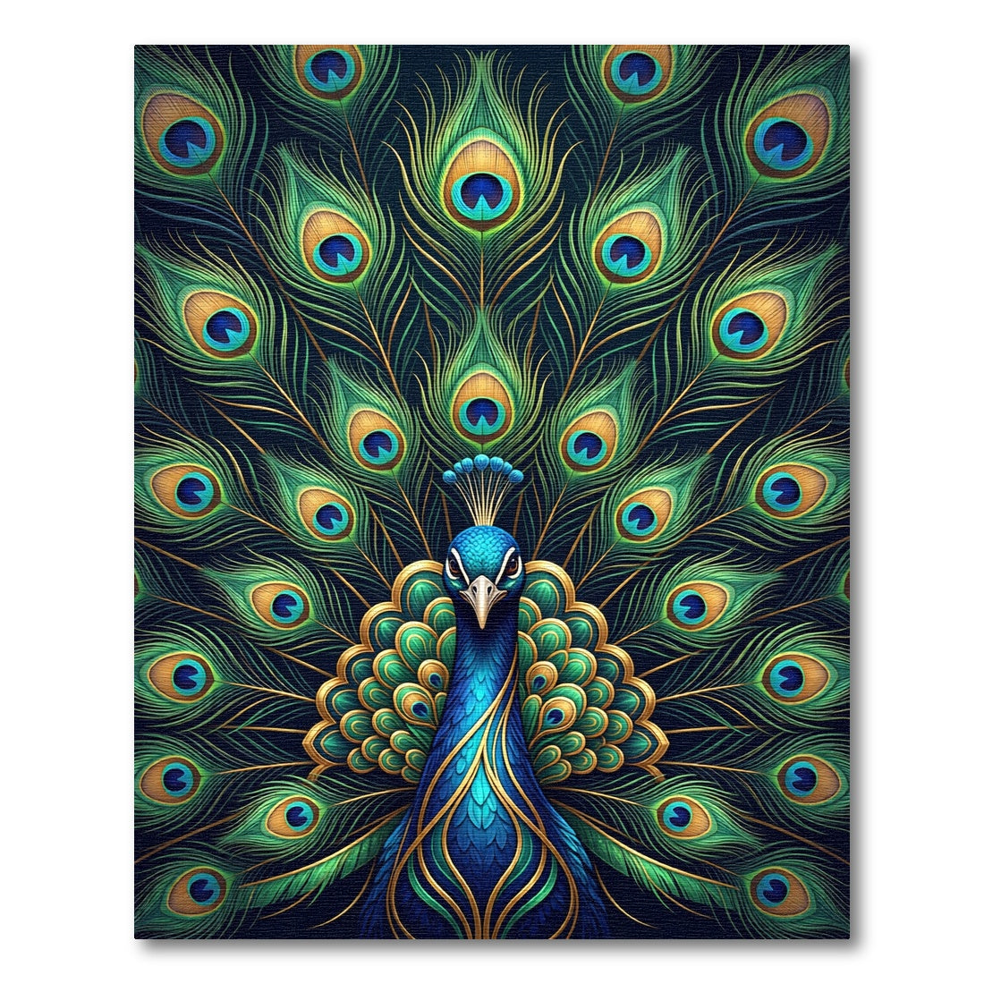 Vibrant Royal Blue Opulent Peacock Plume Rug
