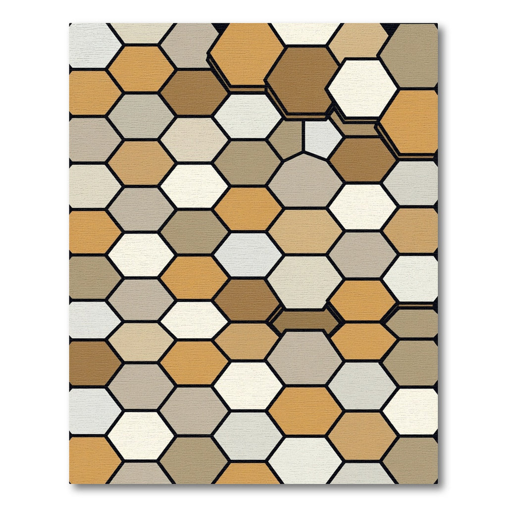 Neutral Earth Tone Geometric Hexagon Rug
