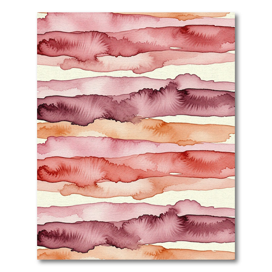 Crimson Red Blush Watercolor Stripes Rug