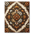 Rich Amber Floral Scrollwork Rug