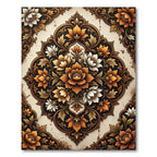 Rich Amber Floral Scrollwork Rug