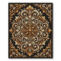 Ornate Gold Baroque Scrolling Filigree Rug