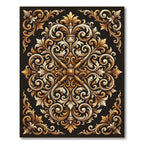 Ornate Gold Baroque Scrolling Filigree Rug