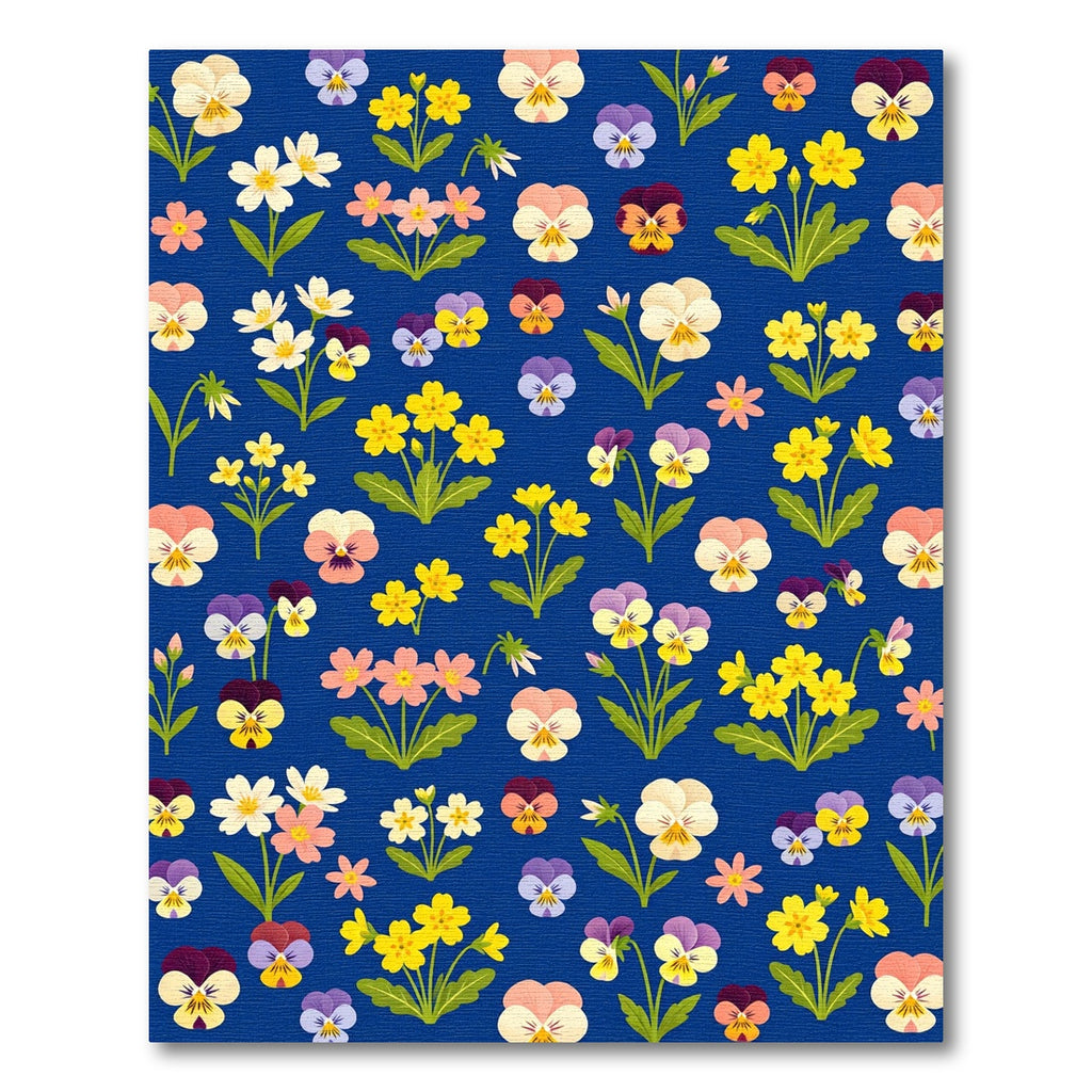 Pansy Garden Blue Floral Arrangement Rug