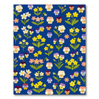 Pansy Garden Blue Floral Arrangement Rug