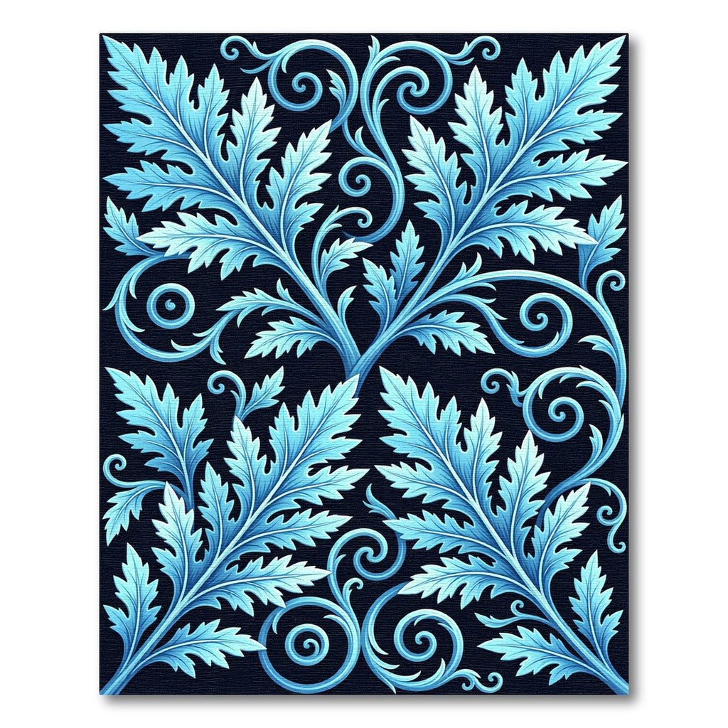 Frosty Blue Acanthus Scrollwork Rug