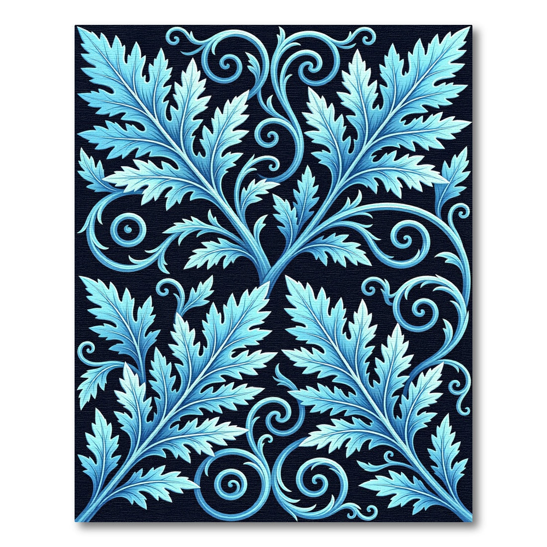 Frosty Blue Acanthus Scrollwork Rug