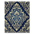 Ornate Gold Acanthus Scrollwork Navy Rug